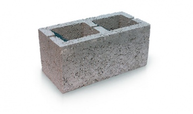 Двухпустотный бетонный блок